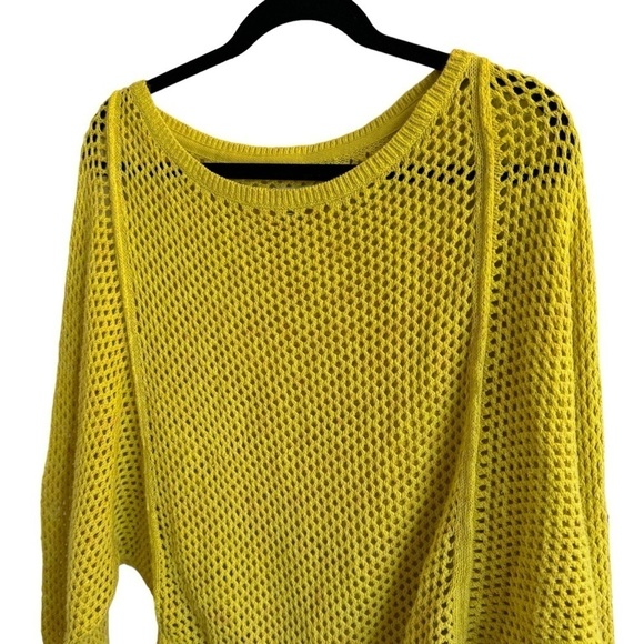 Pilcro Open-Stitch Crew-Neck Sweater, Yellow, Size XS - Picture 5 of 10